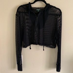 Wild Fable Cropped Mesh Hoodie